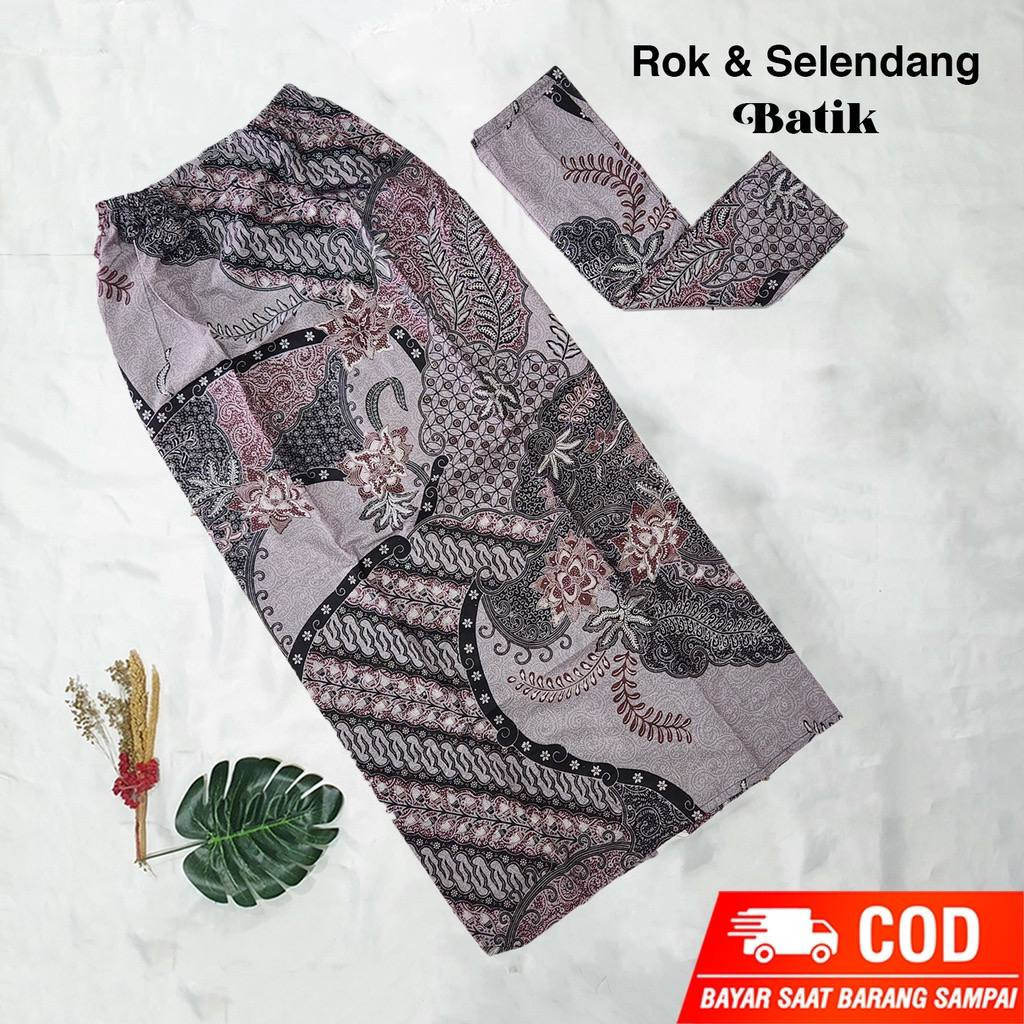 PREMIUM Rok Batik Wanita GRATIS SELENDANG Rok Span Bawahan Kebaya Batik Kondangan Batik Wisuda -