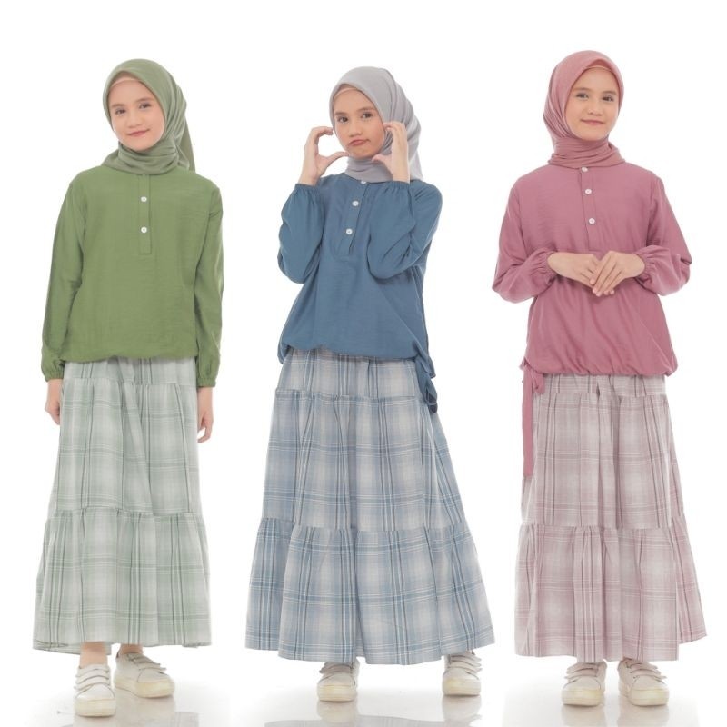 Setelan Anak Perempuan 2024 4 5 Thn  12 Tahun Pakaian Karakter Sett Main Celana Kecil Blouse Setcell