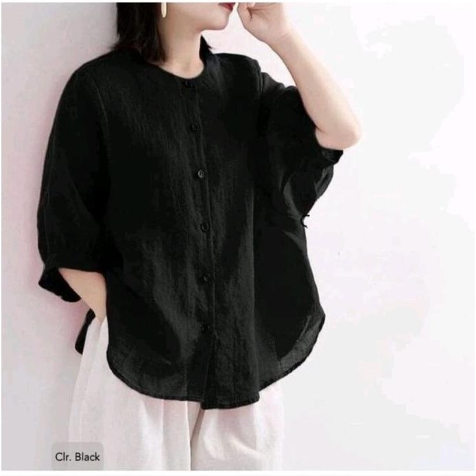 Blouse Wanita Motif Polos Bahan Katun Linen Premium