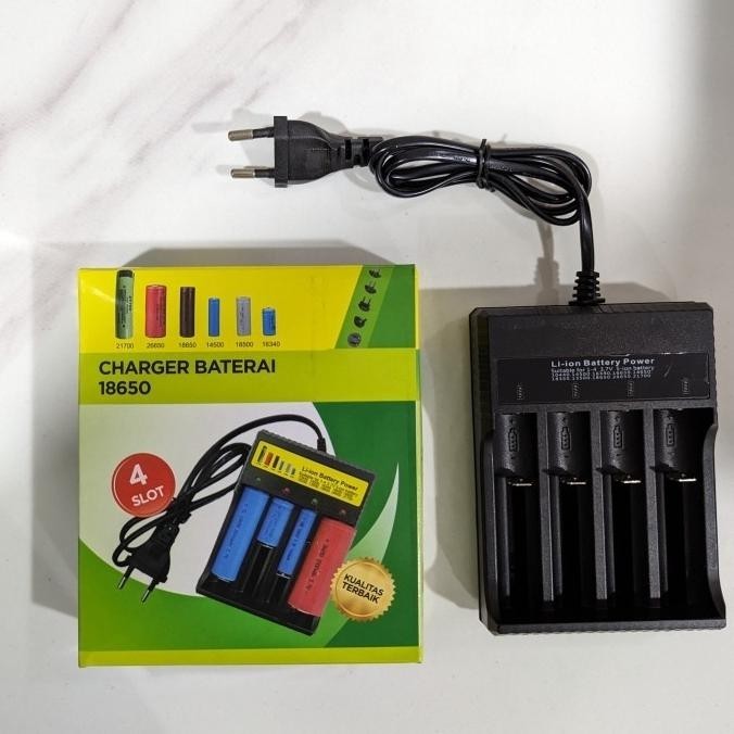 Promo - charger 4 slot cas baterai 18650 .,