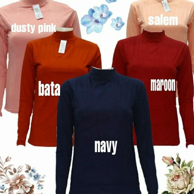 Manset Kaos Wanita Lengan Panjang Krah Tinggi Kerah Shanghai