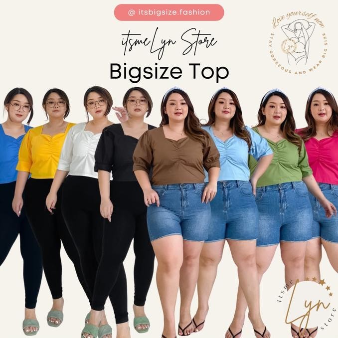 Big Size Crop Top Baju Blouse Wanita Curvy Jumbo Plus Size Xxxl Ld 120