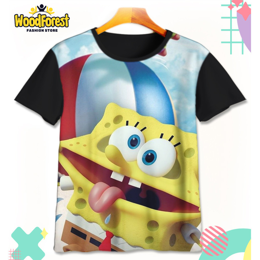Kaos Anak Spongebob Squarepants v5 Baju Anime Kartun Spongebob Squarepants Anak 3D Printing Untuk Um