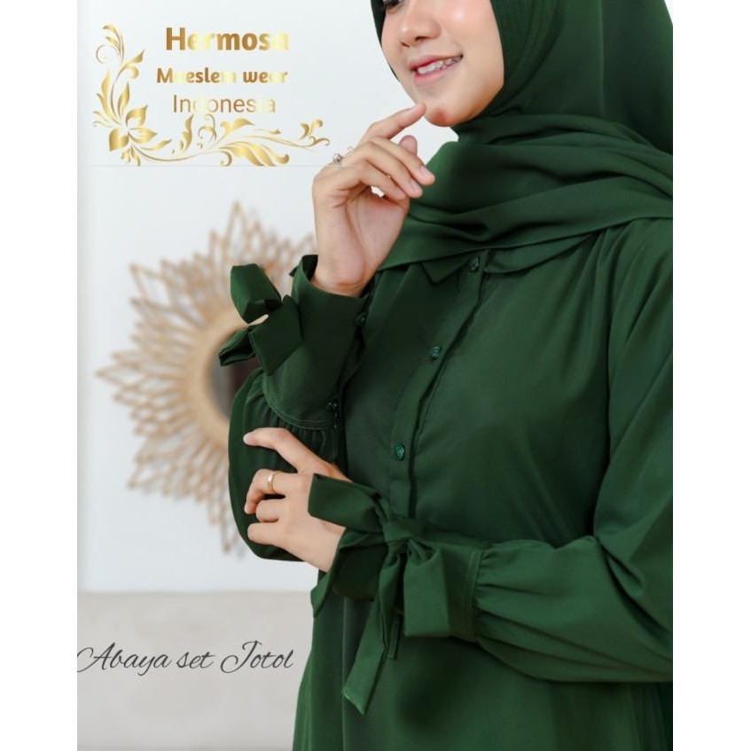 Set Abaya Hijau Botol/Set Gamis Muah/Set Gamis Warna Hijau