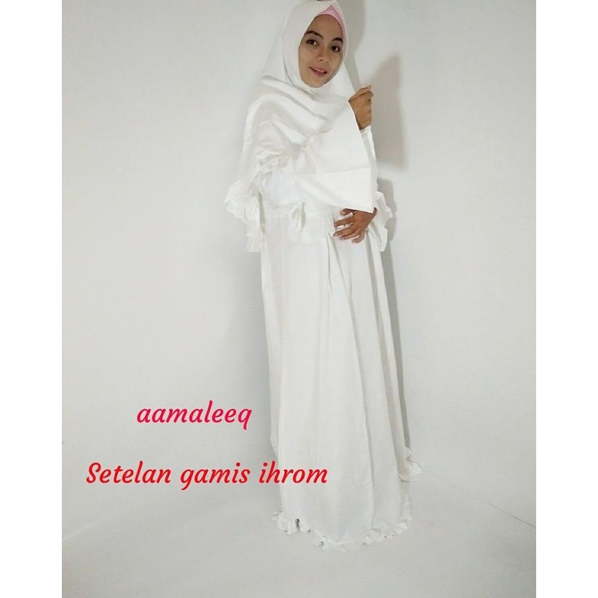 Setelan Gamis Ihrom Wanita + Jilbab