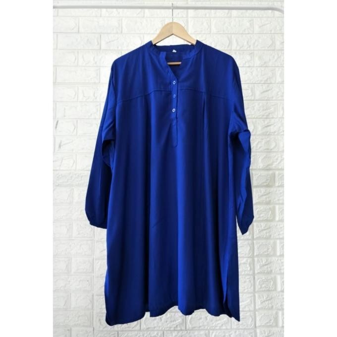 Tunik Polos Viscose Jumbo Biru Elektrik