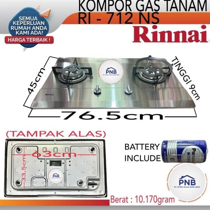 Rinnai Kompor Gas Tanam Rinai 2 Tungku Stainless Rb 712 Ns Rb712 Ns Rafailaprianka