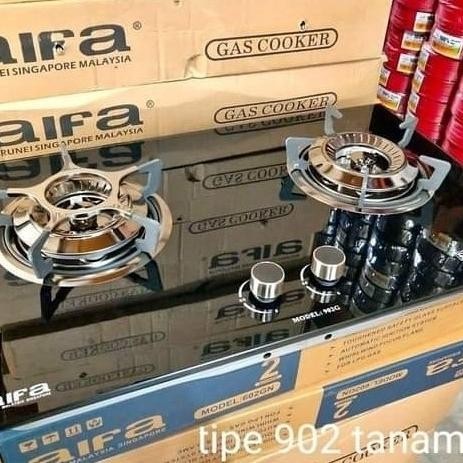 New Aifa Singapore 902G Kompor Gas Kaca Tanam 2 Dua Tungku Tempered Methostore465