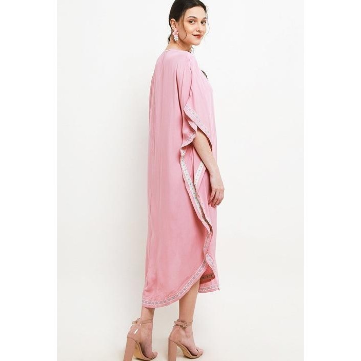 Chic Simple Embroidery Rayon Kaftan