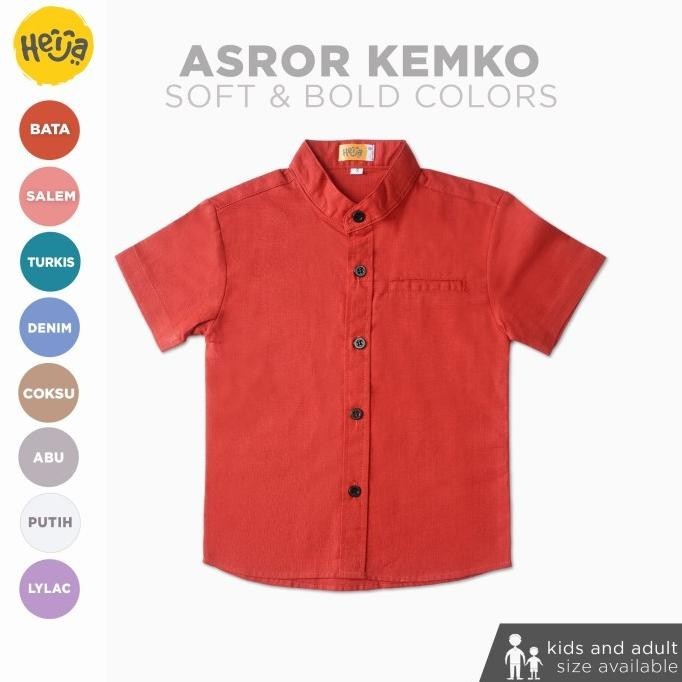 Kemeja Koko Anak Lengan Pendek Warna Merah Bata Terakota - Asror Shirt