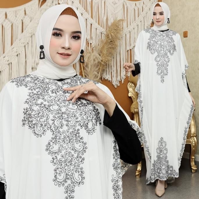 Kaftan Gema Putih Premium Baju Muslim Pesta Mewah Jumbo Murah Gem Ktf