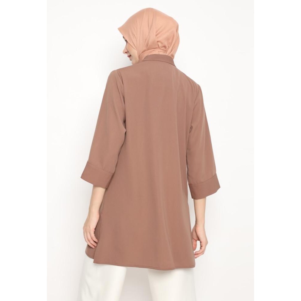 Plain Tunik Brown And Cream By Brilliant