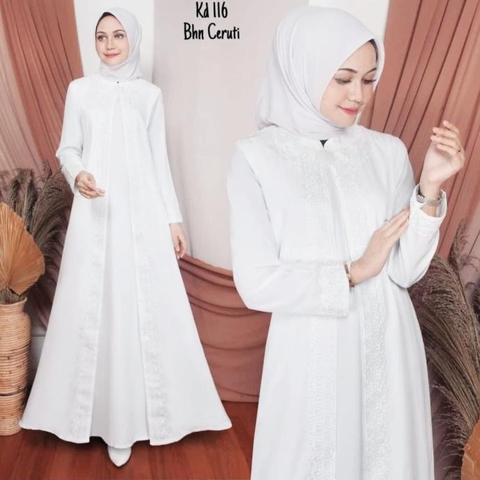 Gamis Putih Wanita Bahan Sifon Gamis Putih Abaya