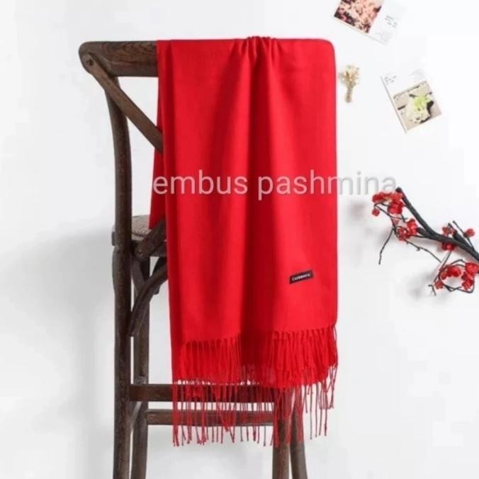 Pashmina Motif Polos // Syal Polos Cashmere // Selendang Import