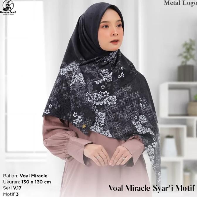 Segiempat Voal Miracle Syari Jilbab Umama Kerudung Segi4 Jumbo Motif