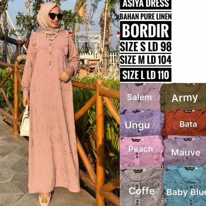 Asiya Dress Gamis Busui Harian Polos Bordir