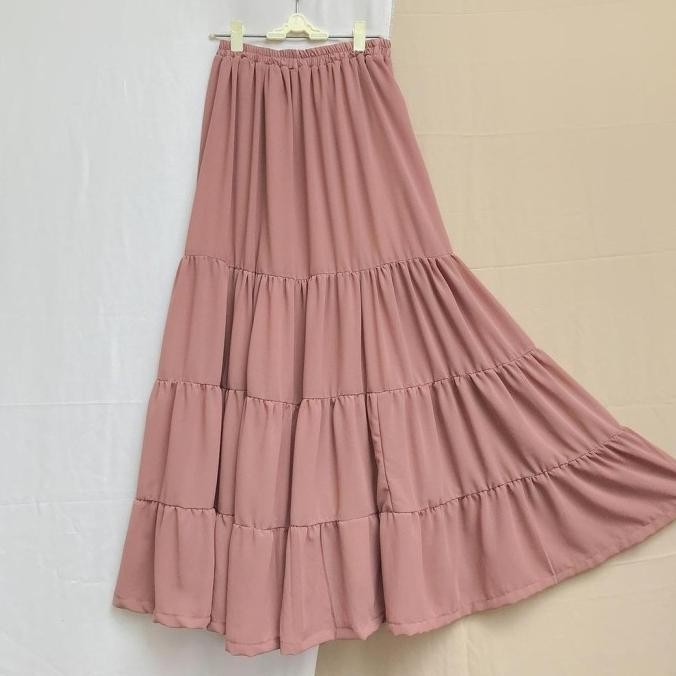 Rok Payung Polos Wollycrepe Premium Fashion Muslim Wanita