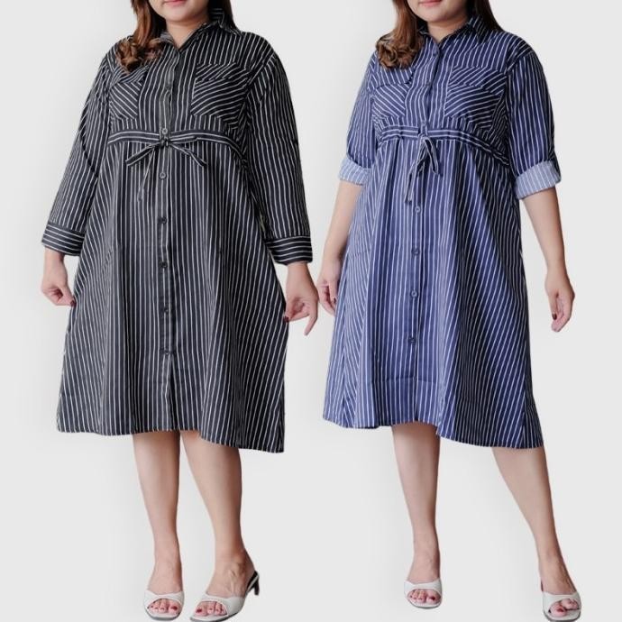 Tunik Wanita Jumbo Salur Tangan Panjang Ld 120