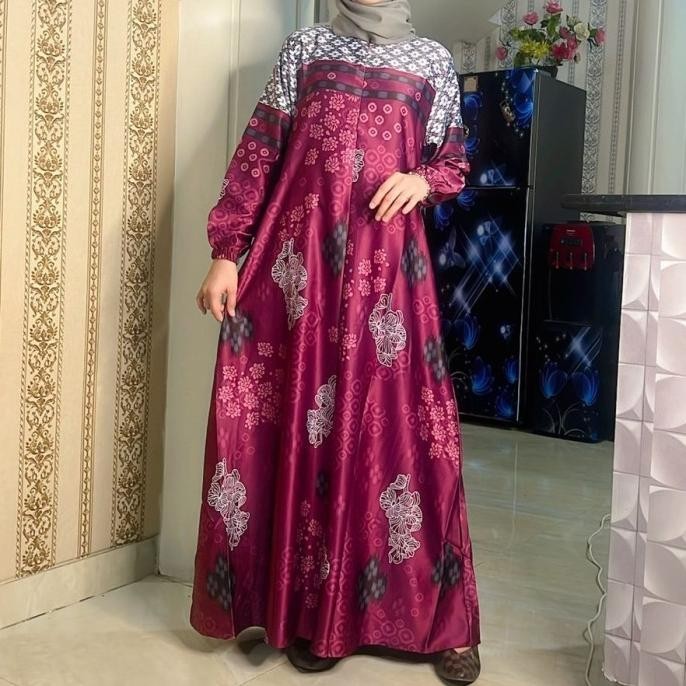 Gamis Terbaru Motif Songket Bahan Silk Premium