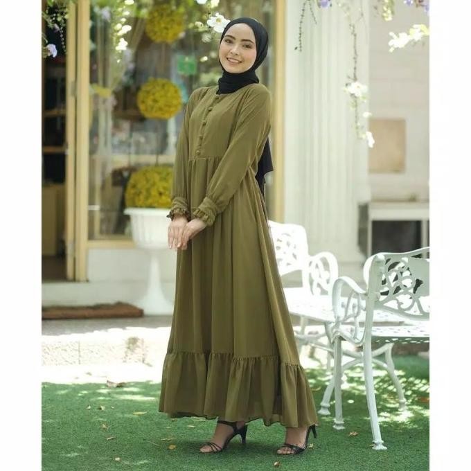 Sofia Maxy | Gamis Polos Daily | Dress Muslim Busui Kancing Hidup