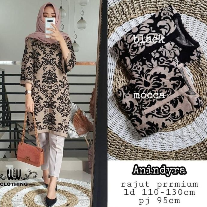 Anindyra Tunik Rajut Import Tunik Jumbo Long Tunik Muslim Sweater