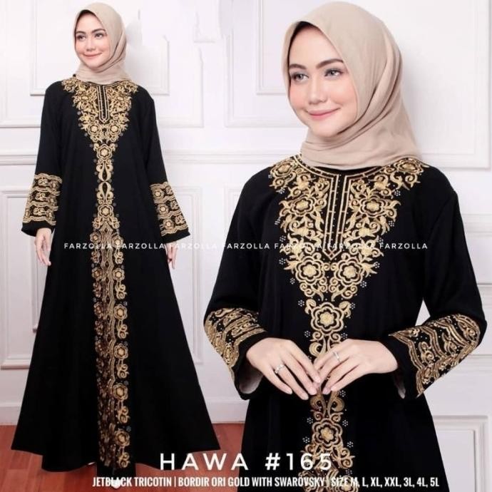 Dress Muslim Bordir Farzolla/Gamis Hitam Elegant/Gamis Wanita Cantik