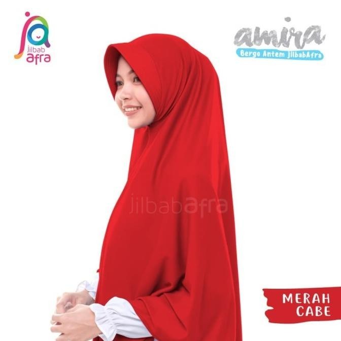 Jilbab Amira Merah Cabe - Jilbab Arfa - Bergo Jilbab Instan Pet Antem