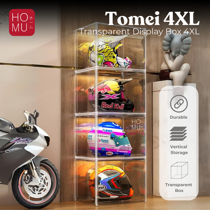 

BEBAS ONGKIR - Tomei 4XL Transparent Display Box 4XL Kotak Penyimpanan Helm Display
