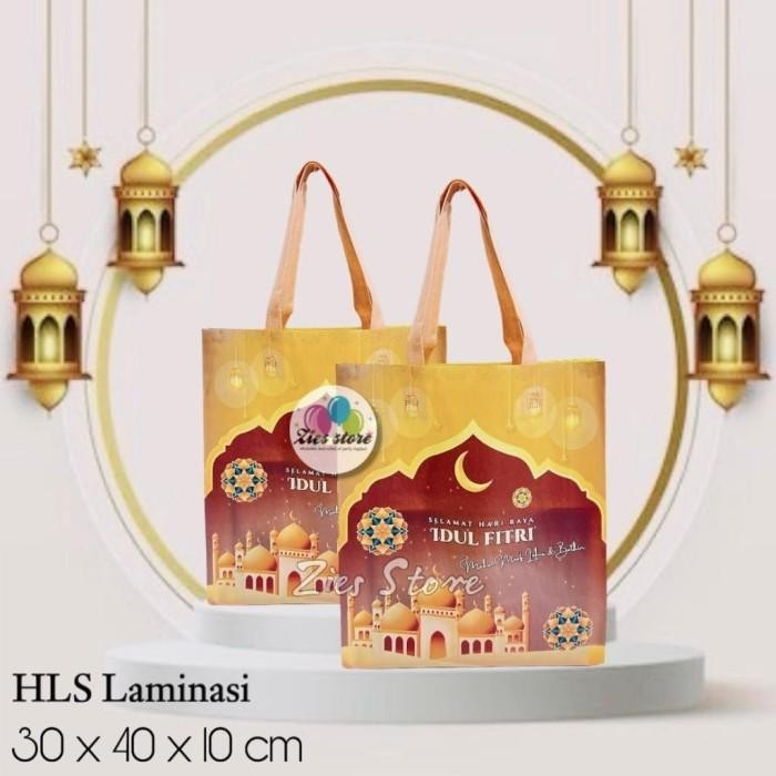 

Isi 12 Tas Souvenir Lebaran / Goodie Bag Idul Fitri Hampers Laminasi M 090