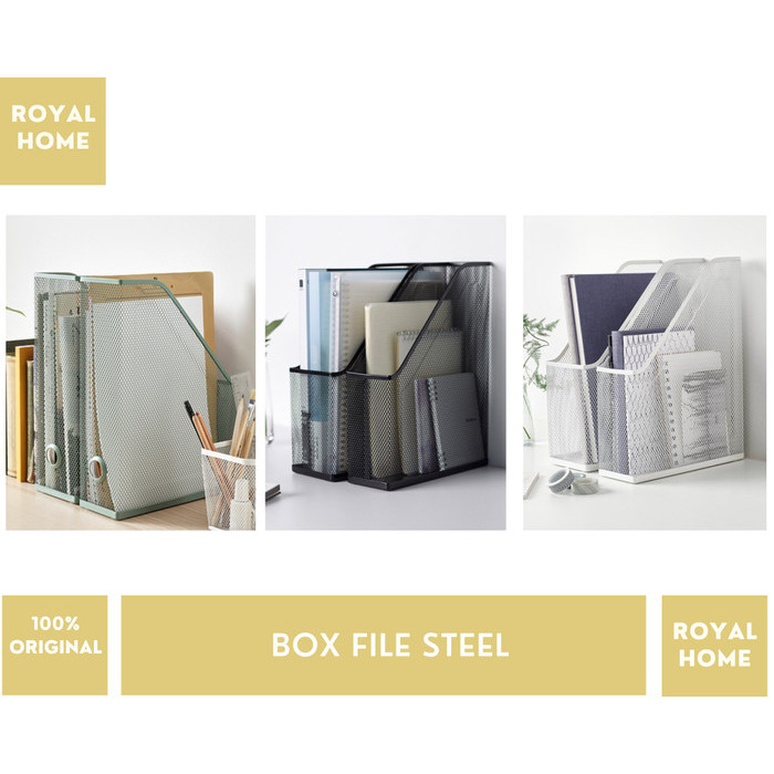 

Ikdronjons 2Pcs Tempat Penyimpanan File/Majalah White Steel Box File