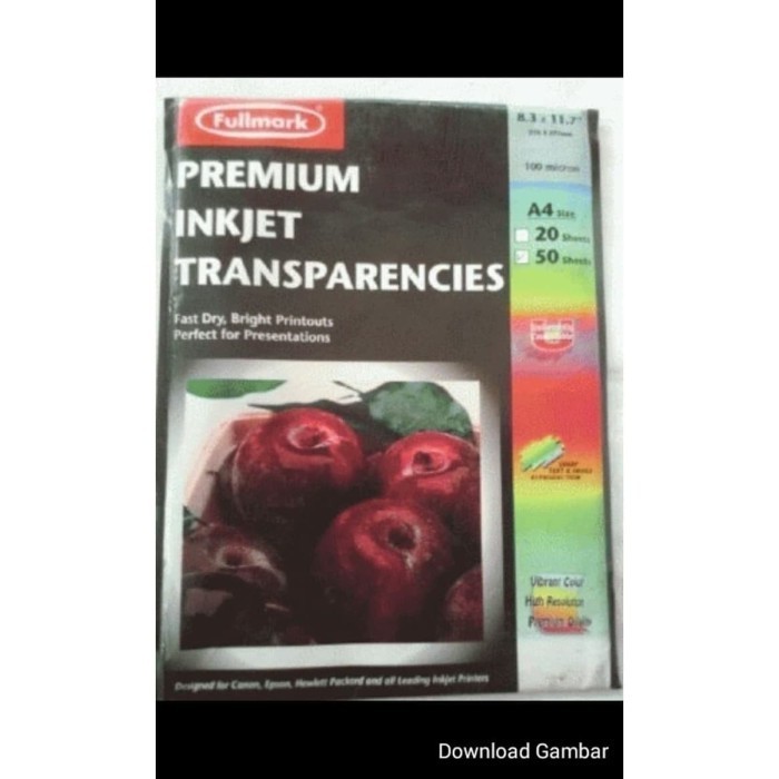 

Fullmark Inkjet Tranparencies A4 - 50 Sheets