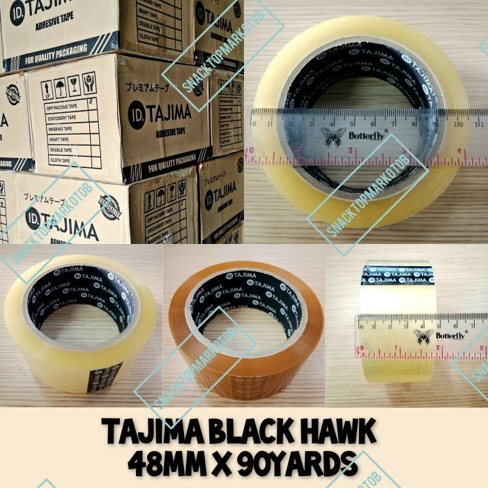 

Lakban Bening / Coklat 2Inch(48Mm) 90Yards Tajima Black Hawk Per Dus