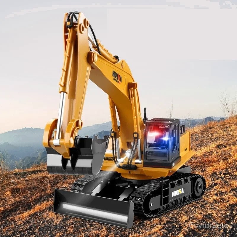 HUINA 1/16 Mobil RC Excavator 2.4G, Mainan Mobil Traktor Kendali Jarak Jauh, Mobil Mainan 11 Saluran