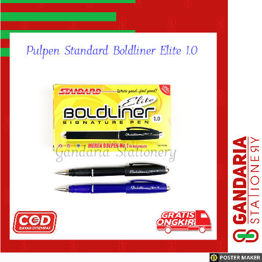 

Pulpen Standard Boldliner Elite 1.0 Mm (12Pcs) - Hitam