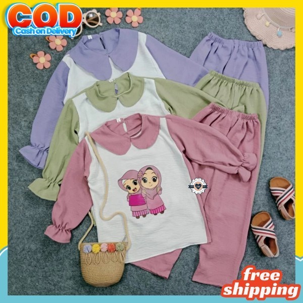 Setelan Atasan Dan Bawahan One Set Amak Lengan Panjang Oneset Import Premium Baj Anak Tanggung Setce