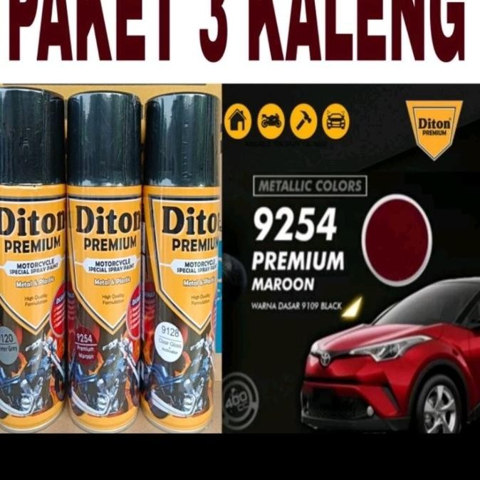 Paket 3 Kaleng Diton Premium Premium Maroon 9254 400Cc Marun Merah Ati Kualitas Premium