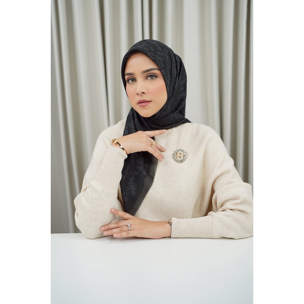 Monogram Scramble Voile Square XL - Ink