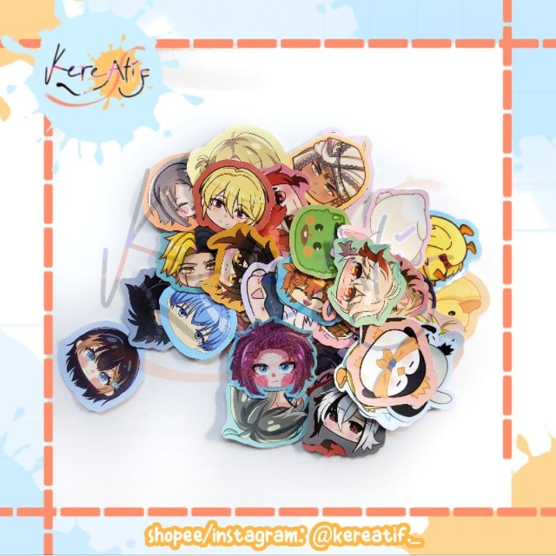 

[Fanmade/Fan Merchandise] Stiker laminasi glossy/matte desain karakter: Hewan, Anime, Manga, Manhwa, Genshin Impact, dan Beragam Karakter Lainnya