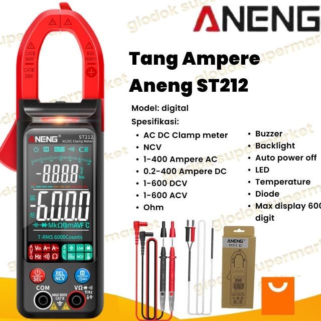 Tang Ampere Ac Dc Aneng St212 Smart Clamp Meter Digital Ncv 6000 St212 |Diskon Murah