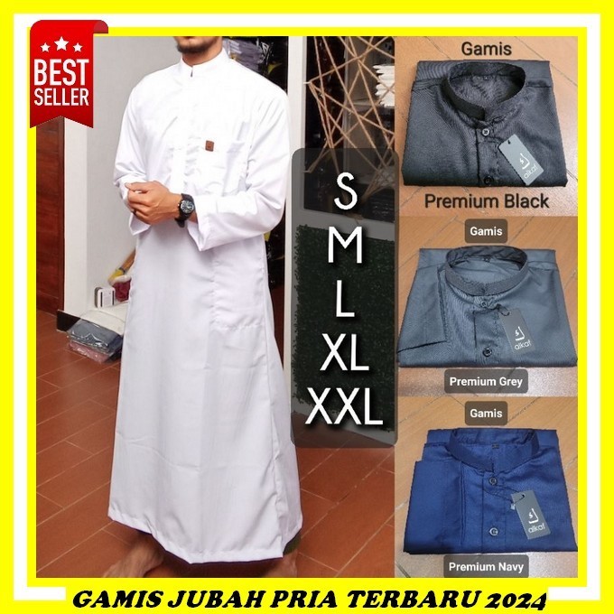 Gamis Slimfit Laki Laki Alharamain Koko Kurta Polos Jumbo Jubah Pria Dewasa Premium Katun Alhaimin J