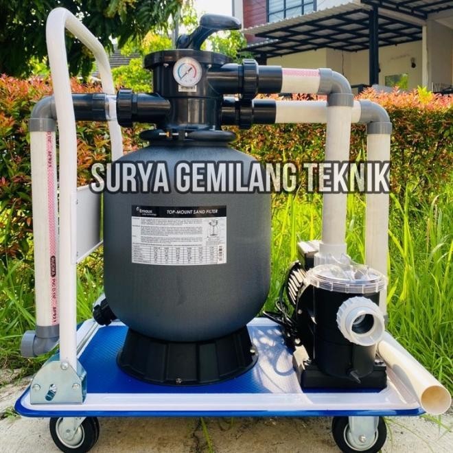 Paket Pompa Vacum Kolam Renang Portable Troli Mesin Pompa Kolam Renang