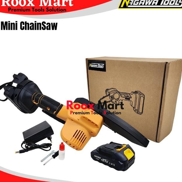 Terbaru Cordless Mini Chain Saw 4 Inch Gergaji Kayu Mini Chainsaw Nagawa