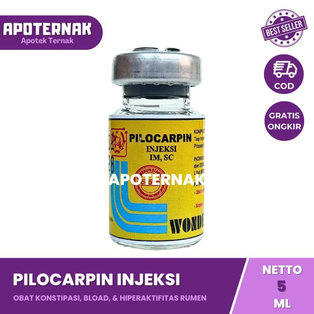 Buruan Beli  Sebelum Kehabisan  PILOCARPIN Inj 5 ml WONDER | Obat Kembung Hewan dan Obat Kolik Sapi 