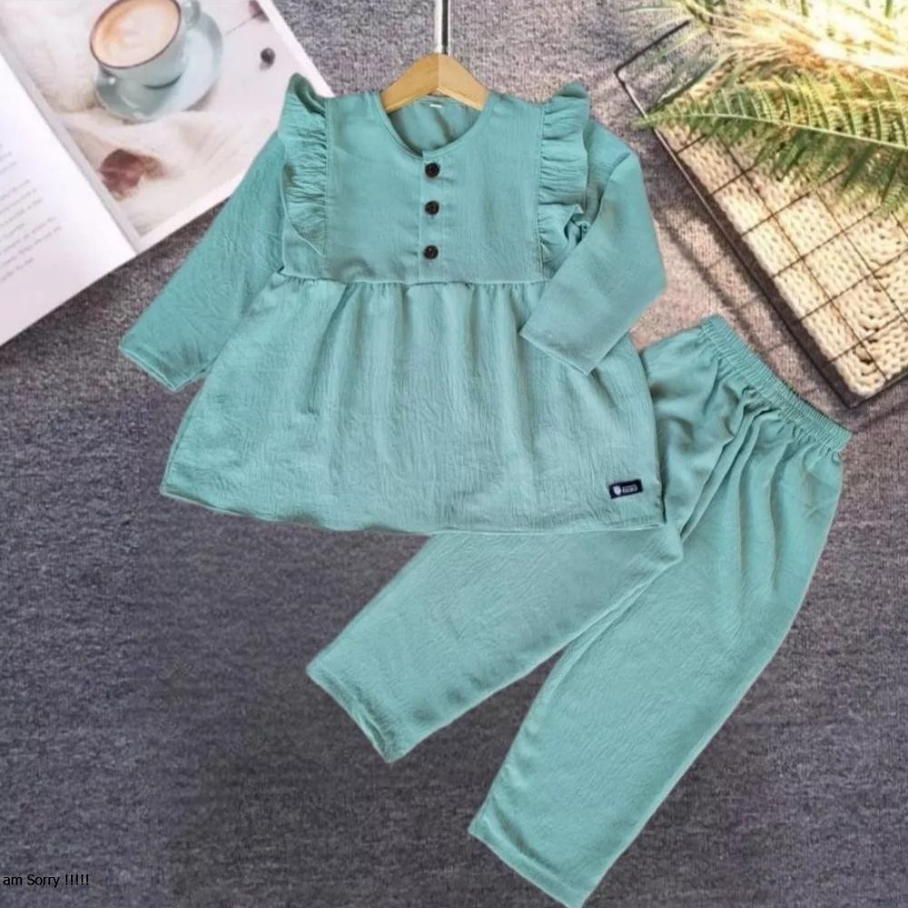 Setelan anak perempuan crinkle//one set viral cringkel airflow//Setelan anak usia 0-12tahun//Setelan