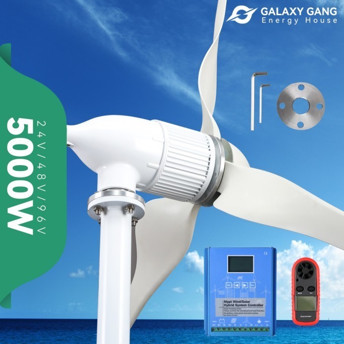 Generator Turbin Angin Rumah 5Kw 3 Bilah 24V 48V Energi Bebas Dengan Original Dan Terpercaya
