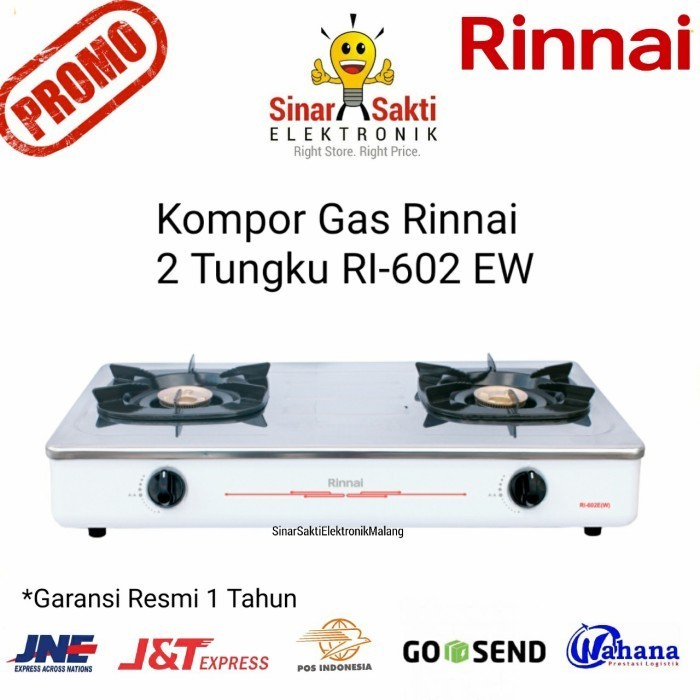 yang dicari@@@@] Rinnai Kompor Gas 2 Tungku RI 602 EW / E / RI602EW White Garansi Toko