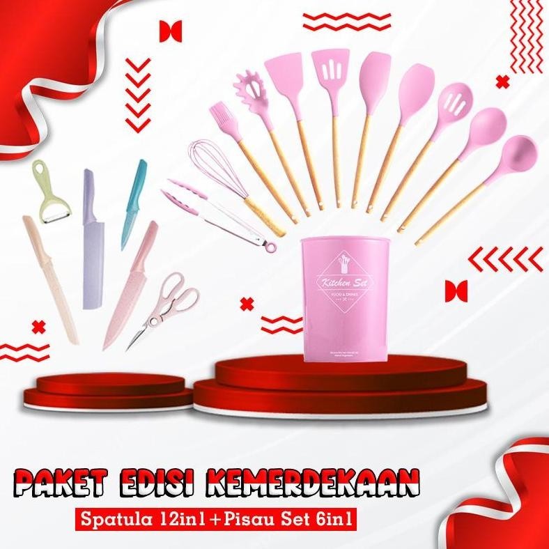 (SS) Paket Combo Merdeka Sale Spatula 12in1+Pisau set 6in1