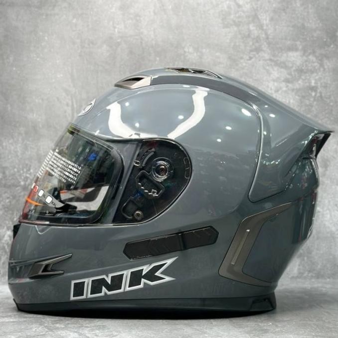 HELM INK STEALTH SOLID GREY GLOSSY DOUBLE VISOR FULL FACE