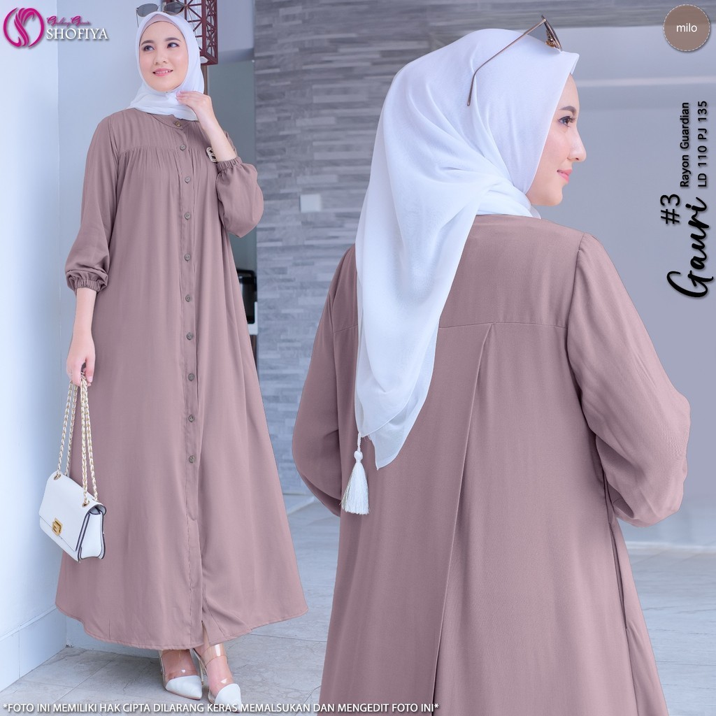 Grosir Sragen 77 Gaury  Dress  Polos Bahan Rayon Guardian Polos Premium by Shofiya