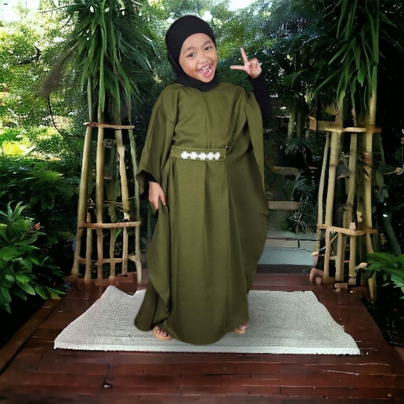 Kaftan Anak Perempuan 12 Thn Umur 5 6 Tahun 8 9 2 3 4 Abaya Remaja Mididress Kaptan Lebaran Baju Mus